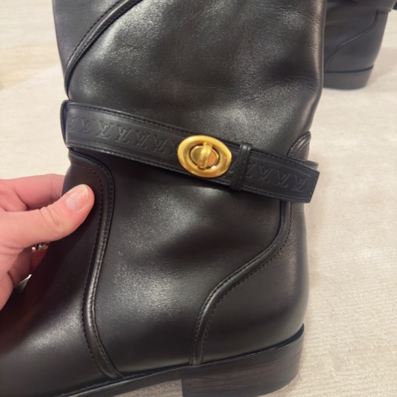 Louis Vuitton Mid-Calf Black Leather Moto Boots like new sz 10 (fits like 9-9.5) - Picture 3 of 8